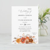 Invitation Flore rouge et orange automne 2 Mariage (Debout devant)
