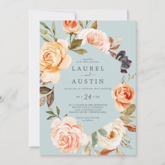 Invitation Flore rustique | Mariage Décontracté de la monnaie (Devant)