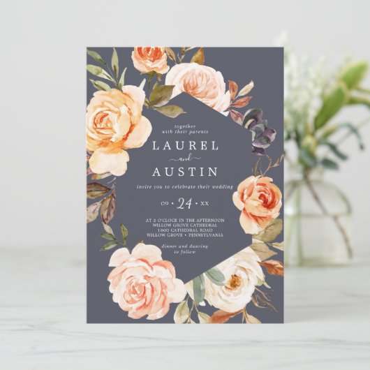 Invitation Flore rustique | Mariage Décontracté violet (Debout devant)