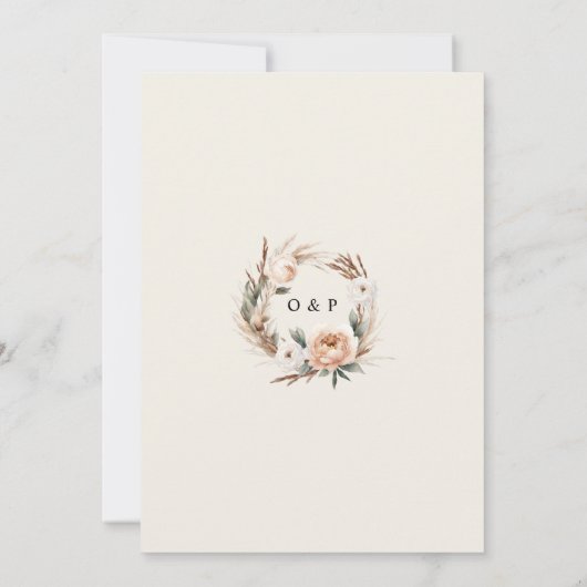 Invitation Flore Rustique Séchée Boho & Mariage de laiton Pam (Dos)