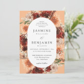 Invitation Flore rustique Terre & Champagne Mariage - Pêche (Debout devant)