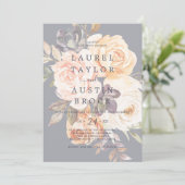 Invitation Flore Rustique Terre violet Fleurs défraîchies Mar (Debout devant)