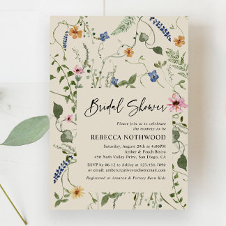 Invitation Flore sauvage classique Boho Fête des mariées beig