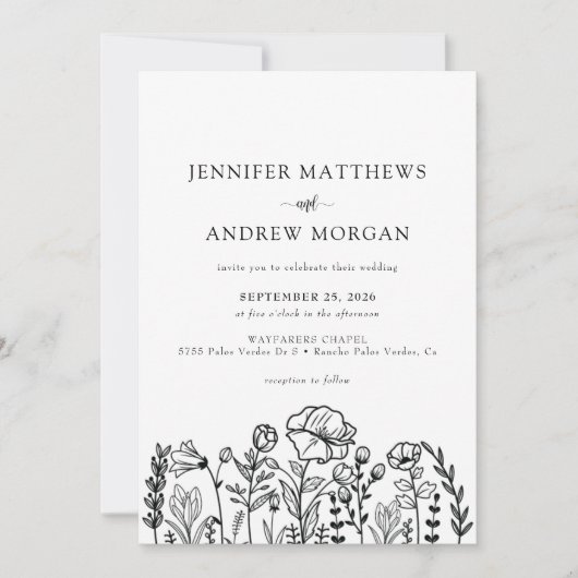 Invitation Flore sauvage | mariage de code Qr (Devant)