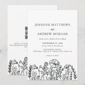 Invitation Flore sauvage | mariage de code Qr (Devant / Derrière)