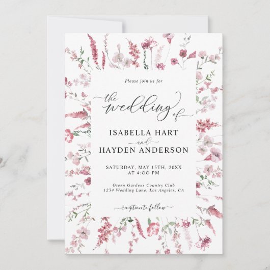 Invitation Flore sauvage Tout en un Mariage de code QR (Devant)