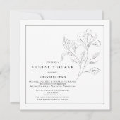 Invitation Flore simple Fête des mariées noire et blanche (Devant)