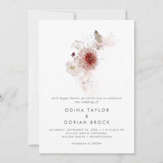 Invitation Flore Simple Le Mariage De (Devant)