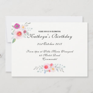 Invitation Flore simple mais élégante, aquarelle de Peony