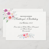 Invitation Flore simple mais élégante, aquarelle de Peony (Devant / Derrière)