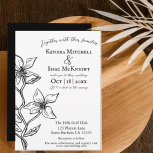 Invitation Flore simple noir et blanc