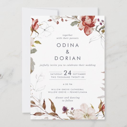 Invitation Flore simple tout en un Mariage (Devant)