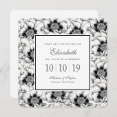 Invitation Flore tirée à main noire et blanche - Bridesmaid (Devant / Derrière)