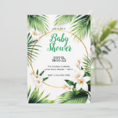 Invitation Flore tropicale avec Baby shower Feuille de palme (Debout devant)