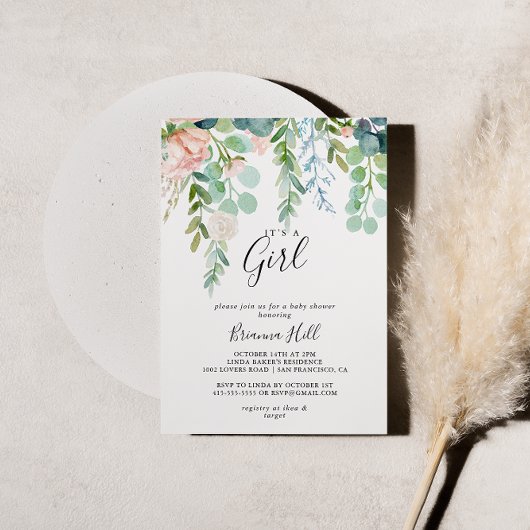 Invitation Flore tropicale C'est un Baby shower féminin