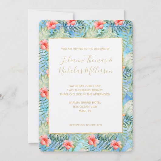 Invitation Flore tropicale d'Aloha Hibiscus (Devant)