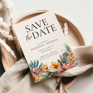 Invitation Flore tropicale Enregistrer la date