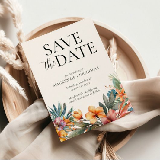 Invitation Flore tropicale Enregistrer la date