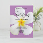 Invitation Flore tropicale, Plumeria blanche, Lavande, Mariag (Debout devant)