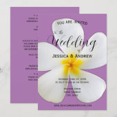 Invitation Flore tropicale, Plumeria blanche, Lavande, Mariag (Devant / Derrière)