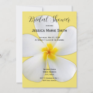 Invitation Flore tropicale, Plumeria blanche sur Jaune, nupti