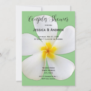 Invitation Flore tropicale, Plumeria blanche sur Sage, Couple