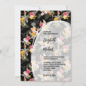 Invitation Flore tropicale sur le Mariage de code QR noir (Devant)