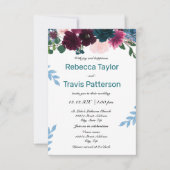 Invitation Flore Turquoise - Mariage/Réception 3x5 (Devant)