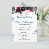 Invitation Flore Turquoise - Mariage/Réception 3x5 (Debout devant)