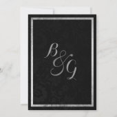 Invitation Flore Turquoise rose noire Mariage damassé (Dos)