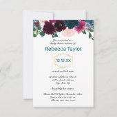 Invitation Flore Turquoise vertical - Baby shower 3x5 (Devant)