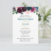Invitation Flore Turquoise vertical - Baby shower 3x5 (Debout devant)