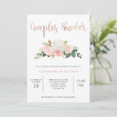 Invitation Flore verdoyante et rose | Douche Couples (Debout devant)