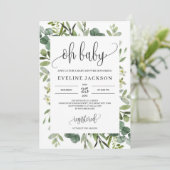 Invitation Flore vert moderne succulent oh baby shower (Debout devant)