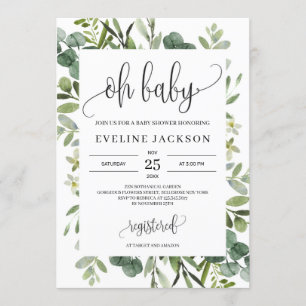 Invitation Flore vert moderne succulent oh baby shower