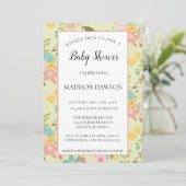 Invitation Flore vert rose jaune encadrée personnalisée (Debout devant)