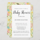 Invitation Flore vert rose jaune personnalisée (Devant / Derrière)