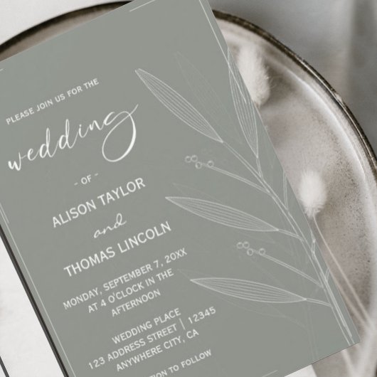 Invitation Flore verte et blanche de Sage simple