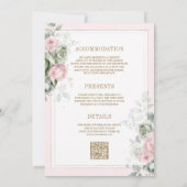 Invitation Flore verte rose pâle tout en un seul Mariage (Dos)