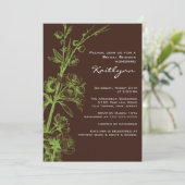 Invitation Flore verte sur l'invitation à la douche nuptiale  (Debout devant)