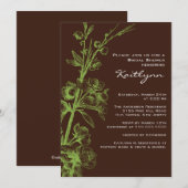 Invitation Flore verte sur l'invitation à la douche nuptiale  (Devant / Derrière)