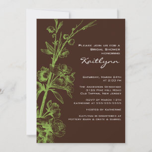 Invitation Flore verte sur l'invitation à la douche nuptiale 