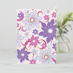 Invitation Flore Vibrante Motif Floral Purple Rose Fleurs Ble