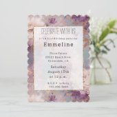 Invitation Flore violet d'or blanc (Debout devant)