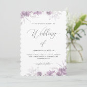Invitation Flore violette délicate avec Mariage de calligraph (Debout devant)