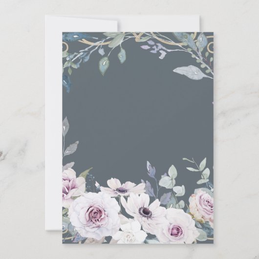 Invitation Flore violette douce et gris | Nous sommes mariés (Dos)