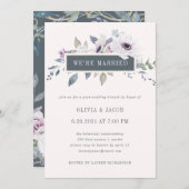 Invitation Flore violette douce et gris | Nous sommes mariés (Devant / Derrière)