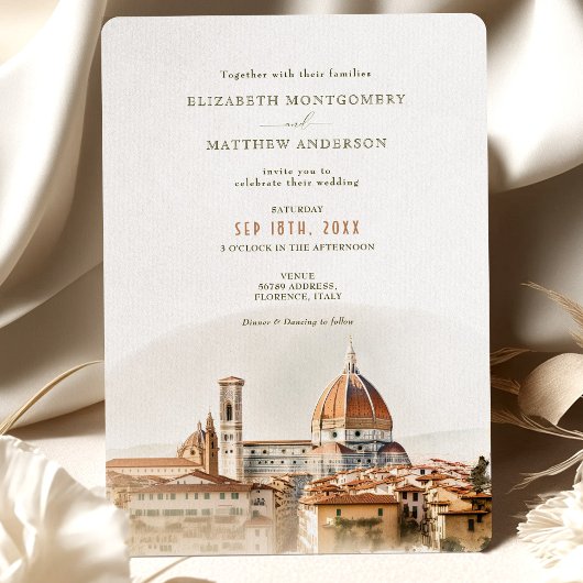 Invitation Florence Aquarelle Italie Destination Mariage