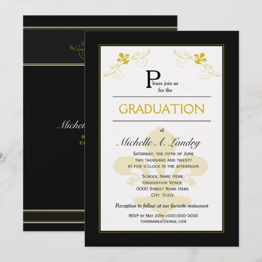 Invitation Florence Fleur de Lis Diplôme (Devant / Derrière)