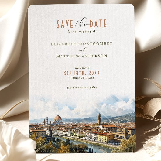 Invitation Florence Italie Skyline Économisez-le-Date